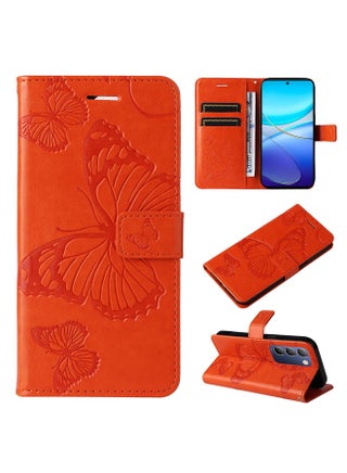 Case Cover For vivo V40 SE 5G / Y100 IDN 3D Butterfly Embossed Flip Leather Phone Case(Orange) - pzsku/ZE536A1E276488FE6CF09Z/45/1754904253/a0223a38-c0b1-413f-971c-1c01571db15f