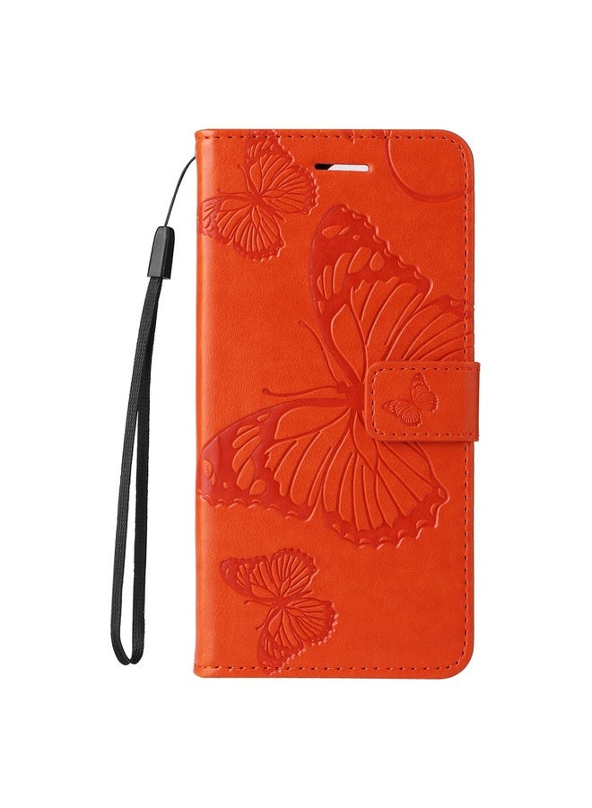 Case Cover For vivo V40 SE 5G / Y100 IDN 3D Butterfly Embossed Flip Leather Phone Case(Orange)