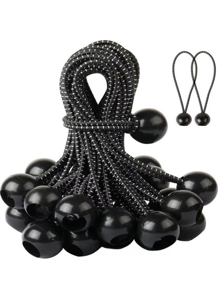 Ball Bungee Cord, Heavy-Duty  Versatile, Indoor  Outdoor, Tarp Tie-Down, Organize  Secure, 6-Inch, Black, 25 Pack - Image 1