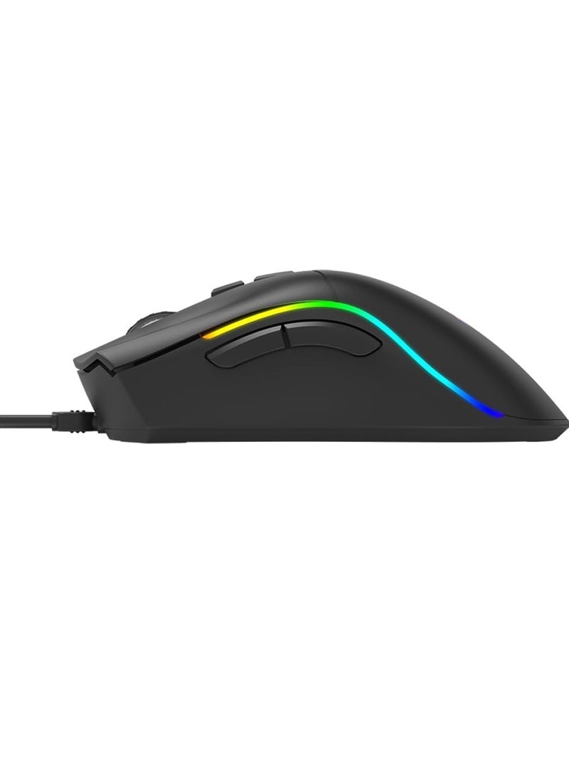 إكسترايك-مي - ماوس الألعاب GM226 RGB - مستشعر بصري 7200 نقطة في البوصة - 7 أزرار قابلة للبرمجة - مع البرنامج - Image 1