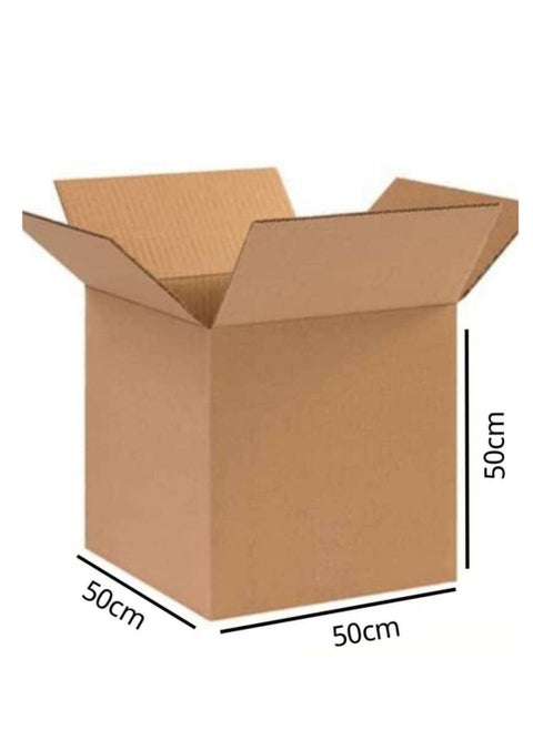 Set of 5 Heavy-Duty Shipping Boxes – 50x50x50 cm – Strong Foldable Cardboard Cartons for Packaging, Moving, and Storage