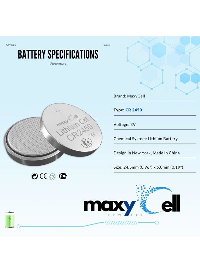 MaxyCell 2450 CR2450 Lithium Coin Cell Battery 3V High-Capacity Long-Lasting Reliable Power for Watches, Key Fobs, Fitness Trackers, Medical Devices, Thermometers, Leak-Proof Design DL2450 (6 Pack) - Image 5