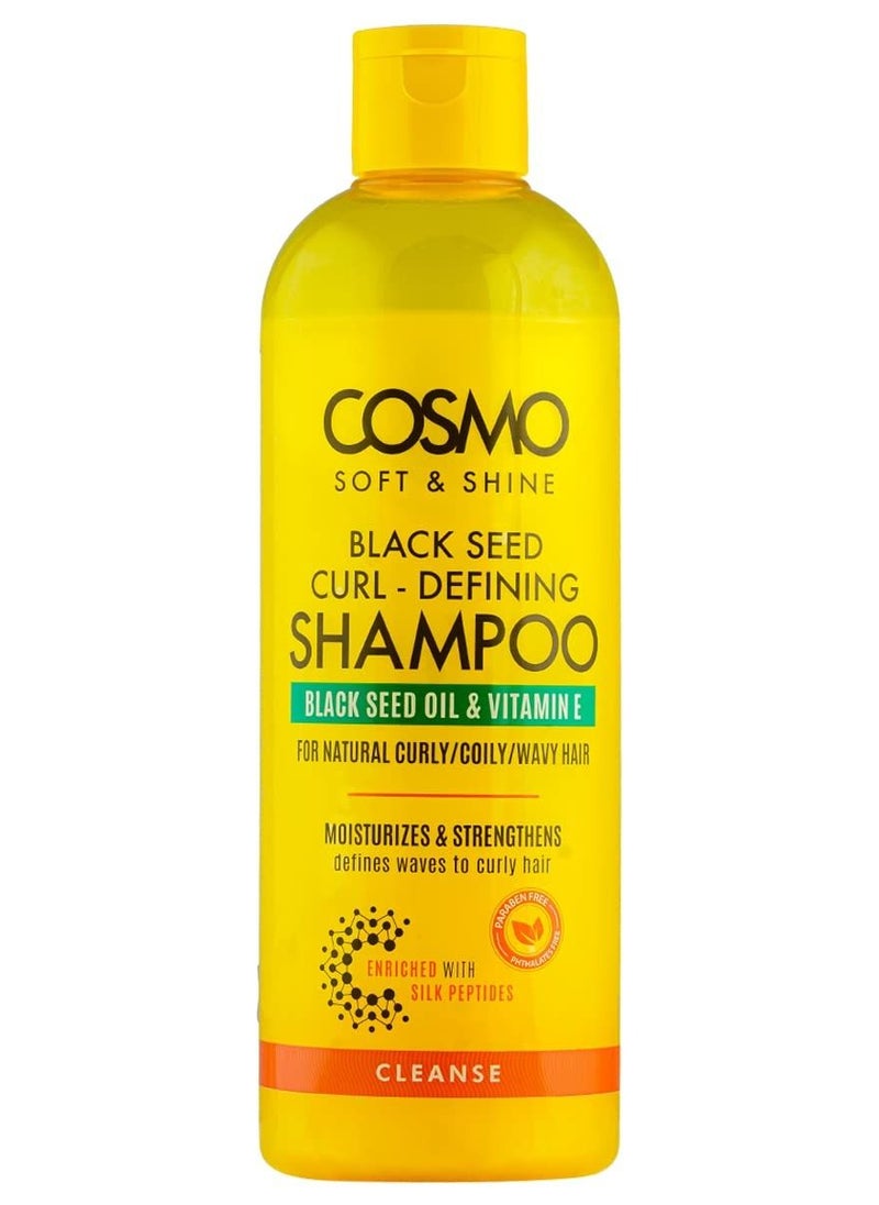 COSMO Cosmo Soft & Shine Black Seed Curl - Defining Shampoo 480ml | For Natural Curly, Coily, Wavy Hair | Moisturizes & Strengthens | Enriched With Silk Peptides | Black Seed Oil & Vitamin E  - Image 1