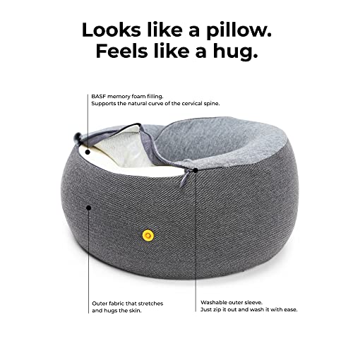 MOKOBARA The Travel Pillow | Memory Foam Neck Support Cushion | Ergonomic Cervical Pain Relief | Adjustable Headrest for Airplane Car & Train |Washable Cover | Essential Gear | Sieze the Gray Grey - Image 3