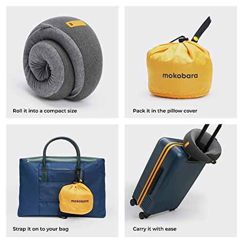 MOKOBARA The Travel Pillow | Memory Foam Neck Support Cushion | Ergonomic Cervical Pain Relief | Adjustable Headrest for Airplane Car & Train |Washable Cover | Essential Gear | Sieze the Gray Grey - Image 5