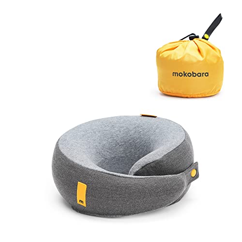 MOKOBARA The Travel Pillow | Memory Foam Neck Support Cushion | Ergonomic Cervical Pain Relief | Adjustable Headrest for Airplane Car & Train |Washable Cover | Essential Gear | Sieze the Gray Grey - Image 1