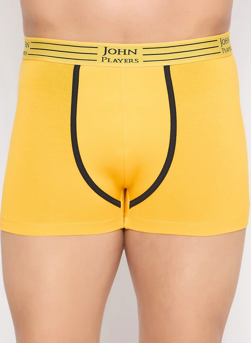 جون بلاير John Players Pack of 2 Cotton Trunks with Striped Waistband in Yellow