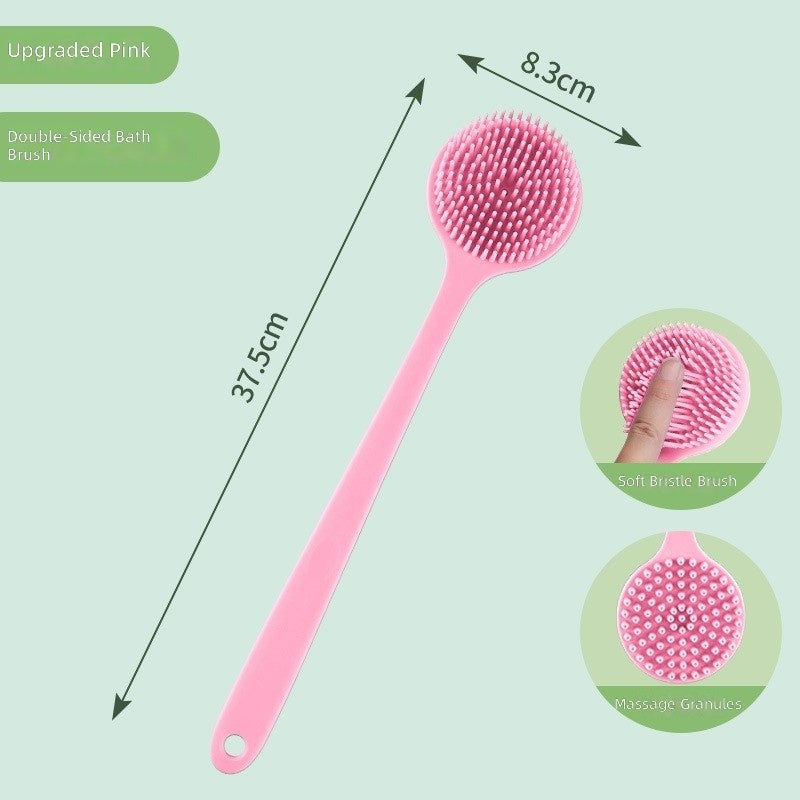 Long Handle Double Sided Silicone Bath Brush for Back Scrub & Massage