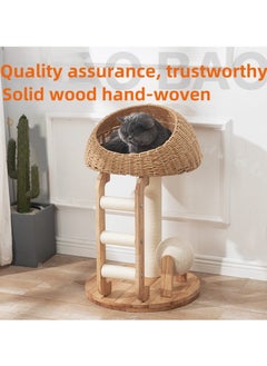 Cat Tree Tower, Cat Bed with Toy, Cat Furniture Scratching Tree for Indoor Cat, Manual Hand Woven Tall Wood Cat House,Includes 45cm large cat bed with 15cm Cat scratching ball toys,New Cat Condo Unique Cat Gift - pzsku/ZE536E7278567664814B0Z/45/_/1738574604/ef2636e0-92c0-4a4f-bf11-b3679eb8d92e