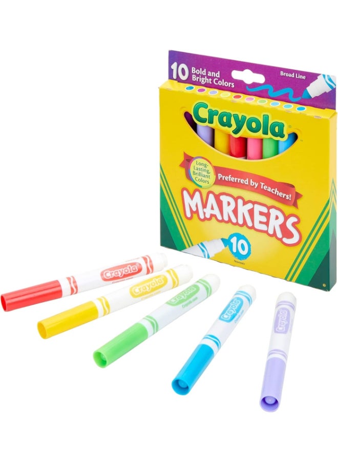 Crayola Markers, Broad Line, 10Count, Bright and Bold Markers - Image 4