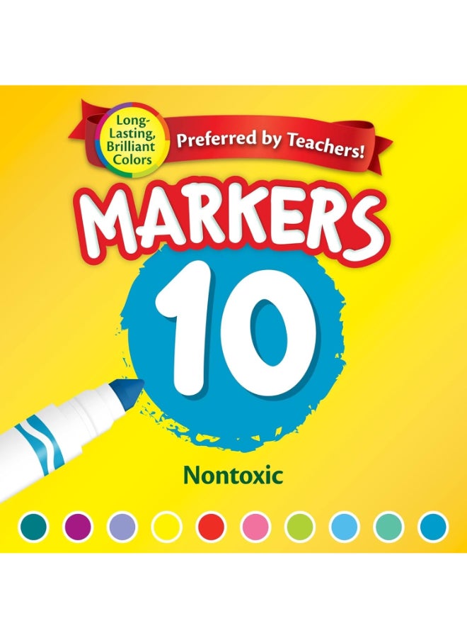 Crayola Markers, Broad Line, 10Count, Bright and Bold Markers - Image 5