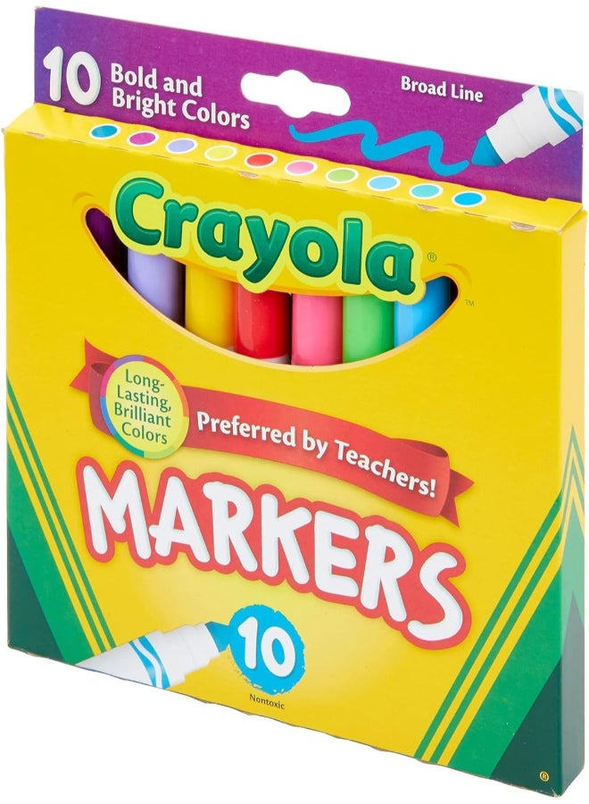 Crayola Markers, Broad Line, 10Count, Bright and Bold Markers - Image 3