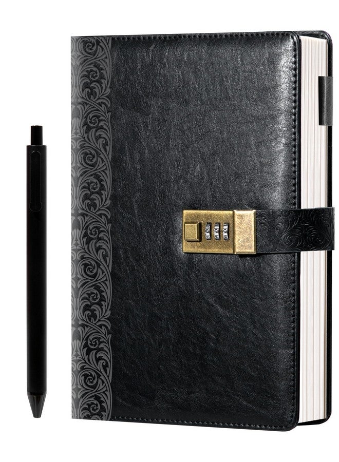 CAGIE Vintage Diary With Lock 256 Pages Leather Journal With Lock Spine Embossing Hardcover Locked Journal With Pen, 7 X 9 Inch Locking Journal For Adults Women Men, Coffee - Image 1