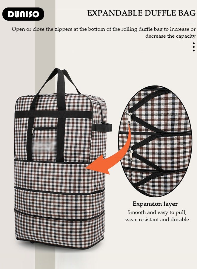 DUNISO Rolling Duffel Bag with Wheels Waterproof Travel Oxford Fabric Luggage Bag Expandable Foldable Durable Travel Duffel Bag for Men Women  - Image 4
