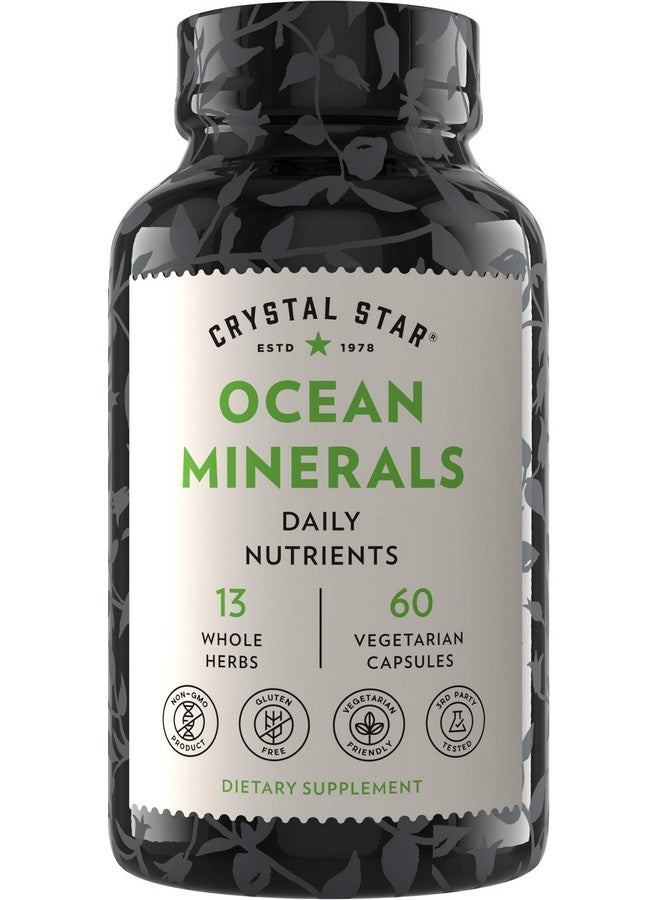 Crystal Star Ocean Minerals Supplement (60 Capsules) Daily Herbal Supplement For Bone Health & Collagen Sea Buckthorn Spirulina & Organic Alfalfa Nongmo - Image 1