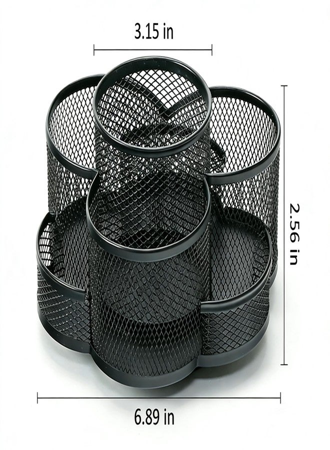 Reflygen Multifunctional Desk Pen Holder,360°Rotating Metal Mesh Pen Holder,Office Learning Stationery Organiser (Black) - Image 3
