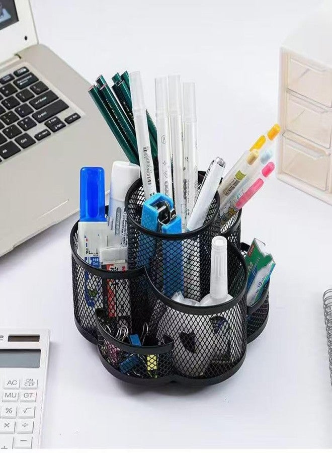 Reflygen Multifunctional Desk Pen Holder,360°Rotating Metal Mesh Pen Holder,Office Learning Stationery Organiser (Black) - Image 4