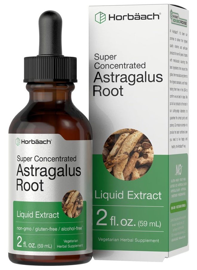 Horbäach Astragalus Root Extract Liquid | 2 fl oz | Alcohol Free Tincture | Super Concentrated | Vegetarian, Non-GMO, Gluten Free Supplement  - Image 1