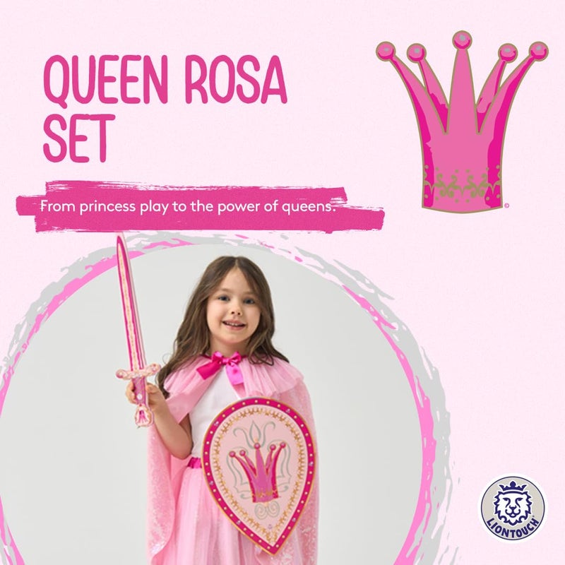 Liontouch - Queen Rosa Toy Set for Girls - 3-6 Years | Pink Foam Sword & Shield for Pretend Play for Toddlers in Glittering Medieval Style | Safe & Durable Accessories for Royal Dress Up & Costumes - Image 2
