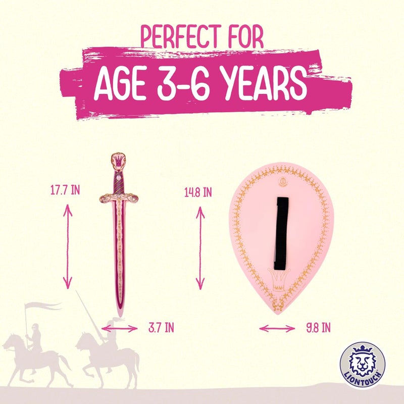 Liontouch - Queen Rosa Toy Set for Girls - 3-6 Years | Pink Foam Sword & Shield for Pretend Play for Toddlers in Glittering Medieval Style | Safe & Durable Accessories for Royal Dress Up & Costumes - Image 4