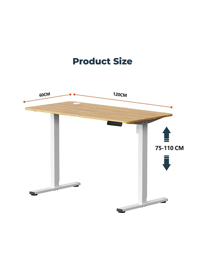 Flexispot Essential Standing Desk, FLEXISPOT Height Adjustable Standing Desk with Memory Controller, 120*60cm desktop, Electric Sit Stand Desk for Home and Office, White & Maple - Image 3