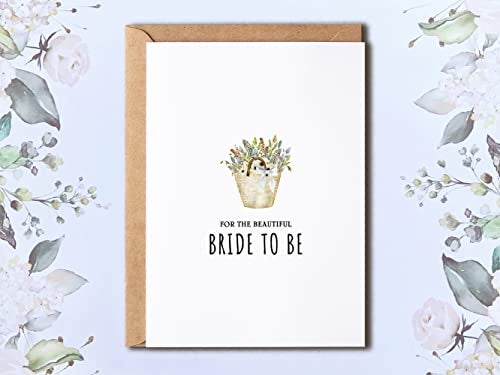 NTVShop For The Beautiful Bride To Be - Floral Basket Bride To Be Card - Bridal Shower Card - Minimal Bridal Shower Card - Valentines Card - Image 4