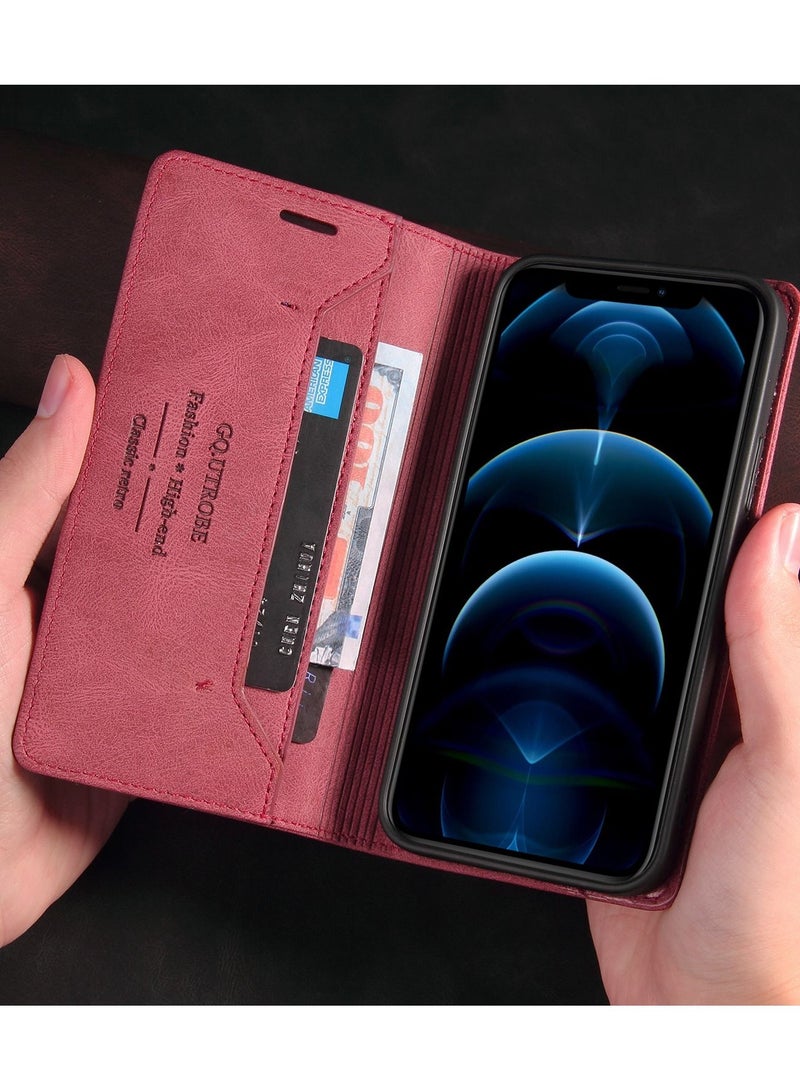 Suteni Flip Cover Leather Protective Hidden Card Slots Phone Case for iPhone - Image 3