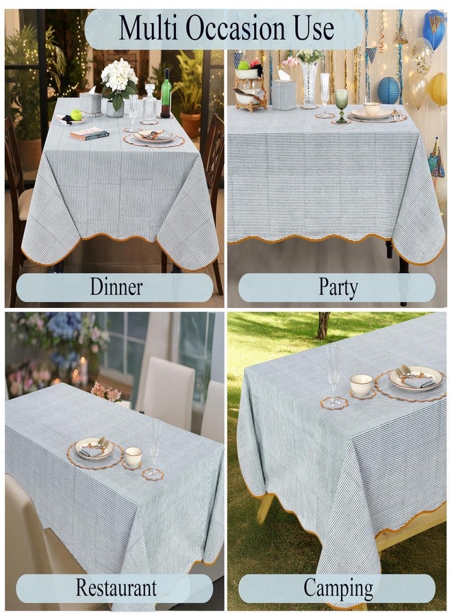 Ridhi Blue Stripe 60x60 Inches Square 100% Cotton Hand Block Print Washable Decorative Spring Summer Parties/Wedding Use,Fall décor Farmhouse Dining Dinner Tablecloth - Image 5