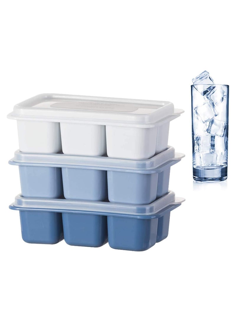 بلومنغ تايم 3 عبوات مع غطاء قابل للإزالة، قالب مكعبات ثلج مرن سهل التحرير متعدد الألوان - Image 1