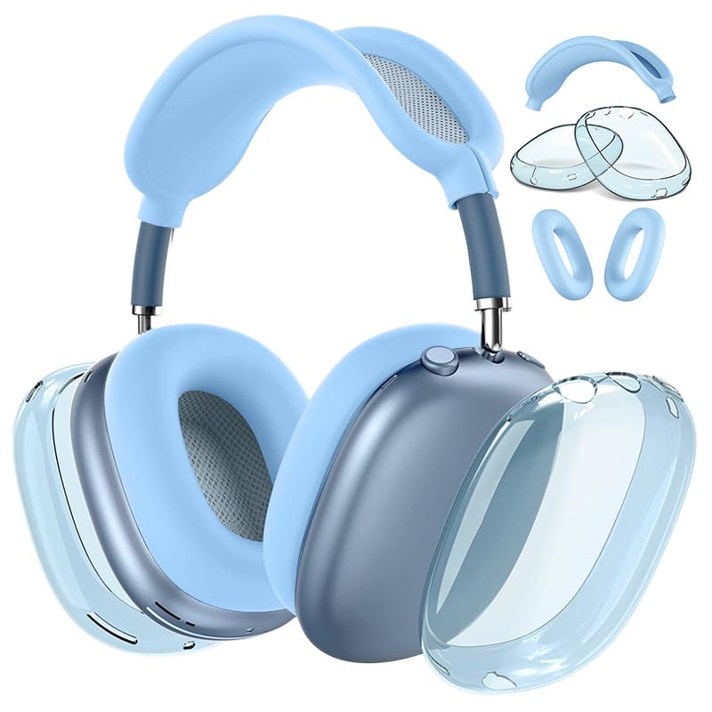 KalamkariX 3PCS Case for Over-Ear Headphones, Over-Ear Headphones, Transparent Blue Sky Blue Protective Cover, Premium Material, Lightweight Design - Image 1