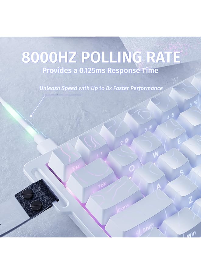 Attack Shark X68 He 8000Hz Rapid Trigger Keyboard 0.01 Mm Rt Accuracy Wired Rgb 60% Gaming Keyboard With Magnetic Switches Adjustable Actuation Snap Tap For Pc/Mac White Contours - Image 3