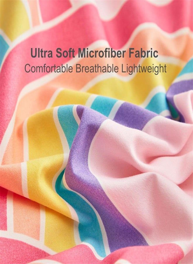 URLINENS Pink Girls Twin Comforter Set, Glow in The Dark 3 Pieces Rainbow Comforter with 2 Pillowcases, Soft Microfiber Girls Twin Bedding Set for Kids Teens Washable Lightweight All Season Use - Image 4