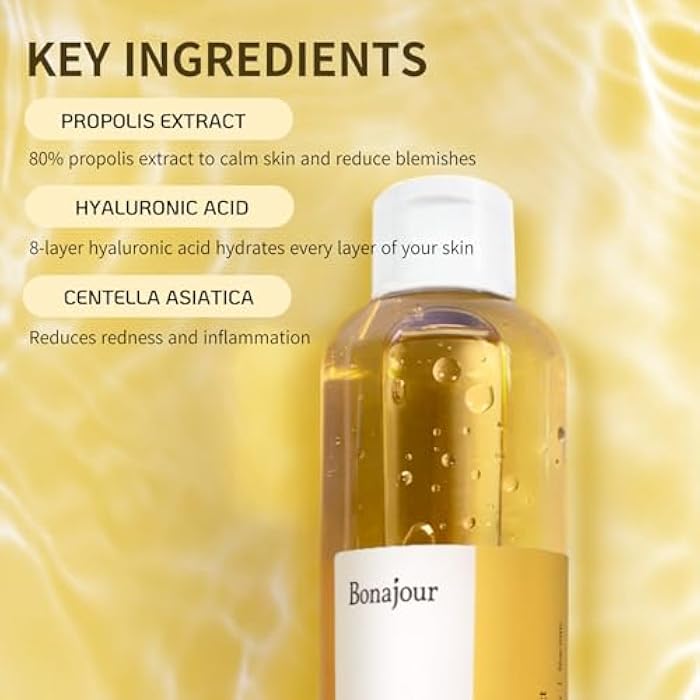 BONAJOUR] Propolis Natural Facial Moisturizing Energy Toner - Strengthening skin barrier & Soothing for acne and sensitive skin - Image 4