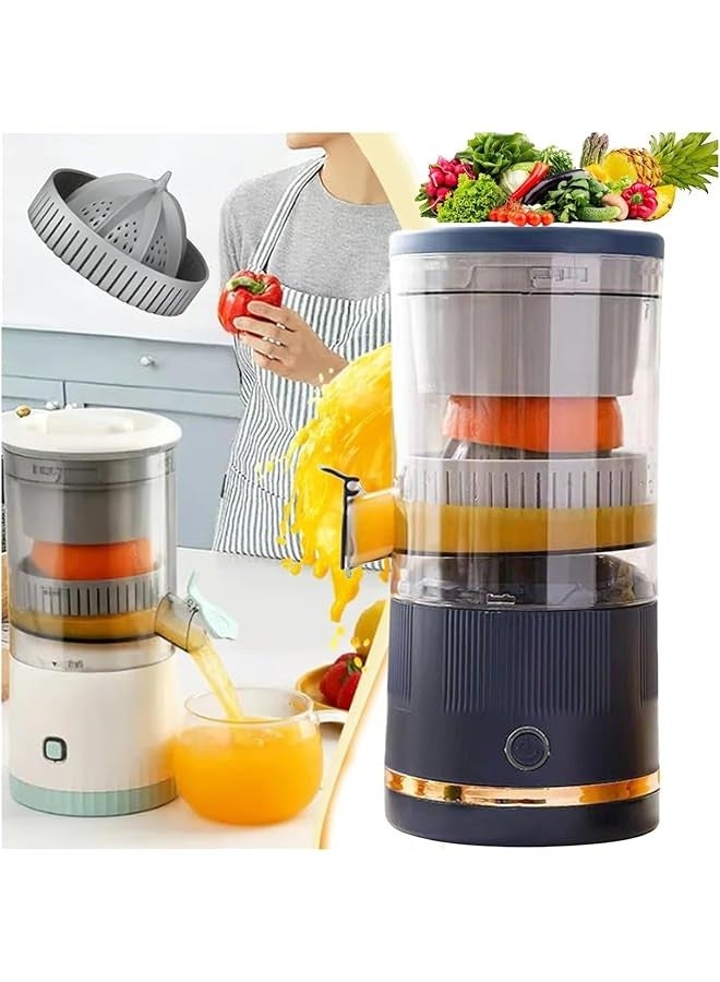 Automatic Separation Juicer Machine, Rechargeable Pure Juicers for Vegetables and Fruits With USB Cable, Easy to Clean Portable Electric Juicer for Oranges and Lemons, Citrus, Grapefruit (Blue, 7.4V 