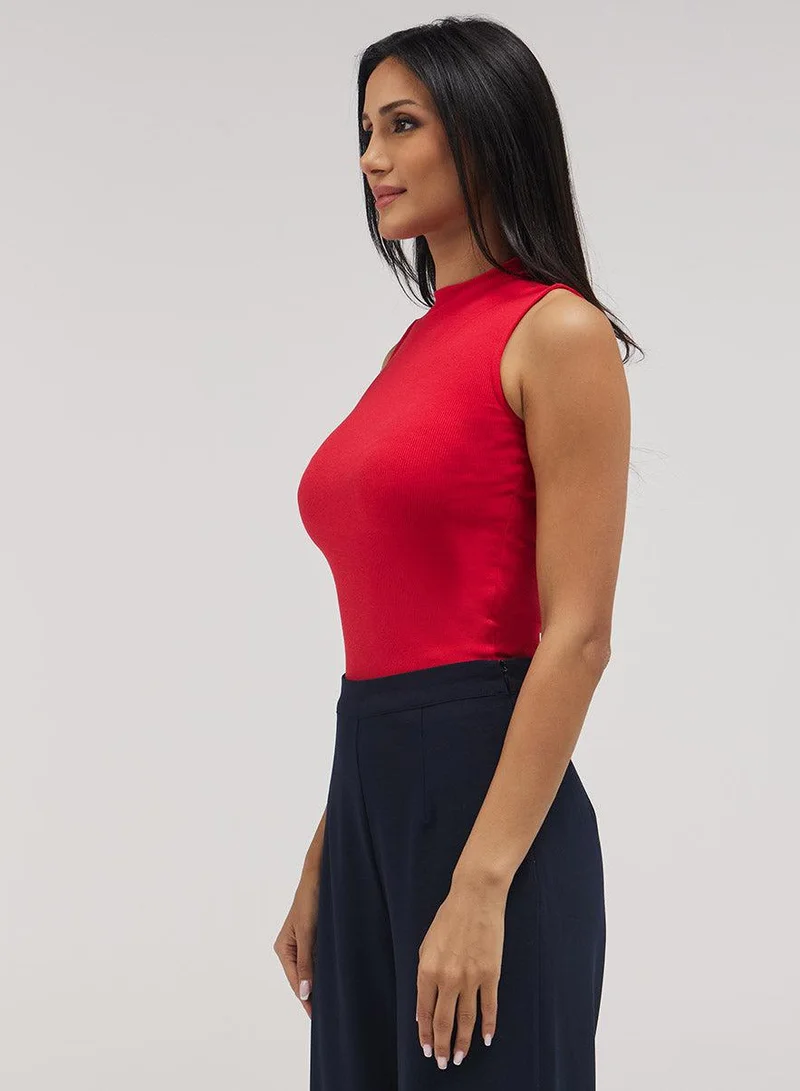 Zigzag Rib Skinny Top - Red