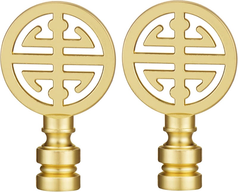 Canomo 2 Packs Oriental Asian Lamp Finial Cap Knob Lamp Decoration for Lamp Shade, Brass, 2.16 Inches - Image 1