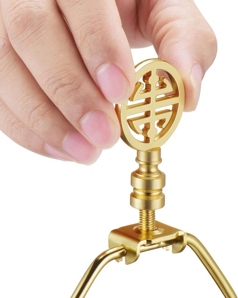 Canomo 2 Packs Oriental Asian Lamp Finial Cap Knob Lamp Decoration for Lamp Shade, Brass, 2.16 Inches - Image 2