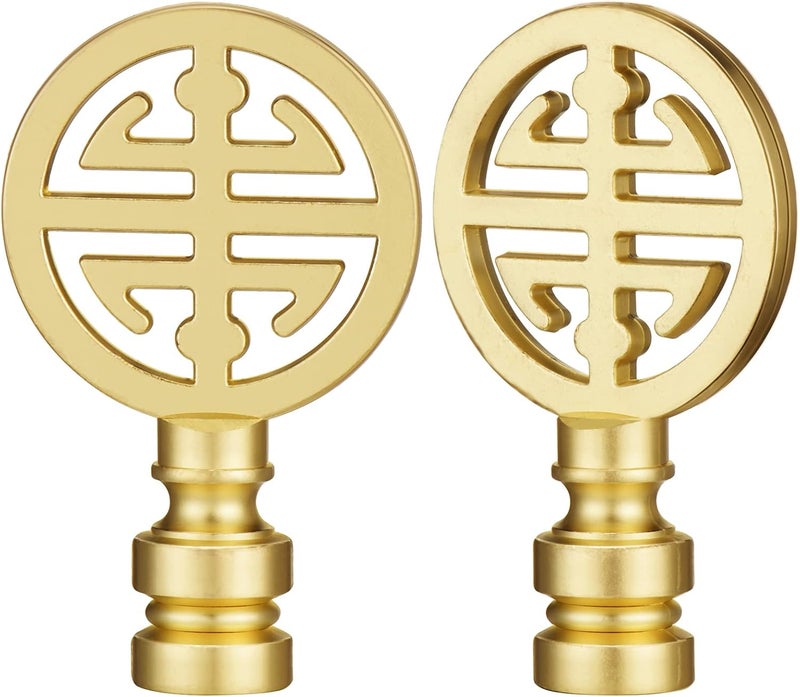 Canomo 2 Packs Oriental Asian Lamp Finial Cap Knob Lamp Decoration for Lamp Shade, Brass, 2.16 Inches - Image 5