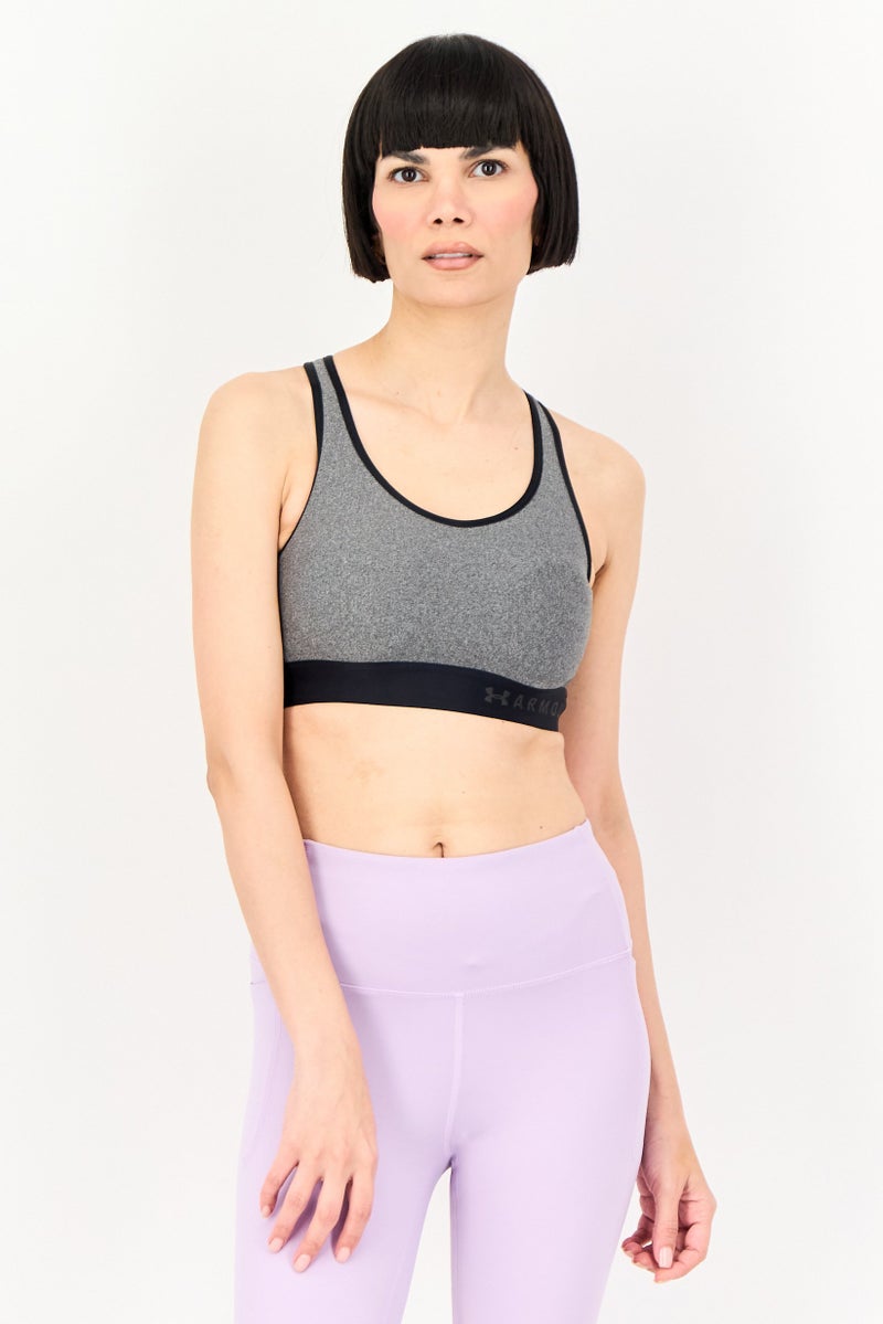 UNDER ARMOUR Women Brand Logo Training Sports Bra, Grey - Image 1