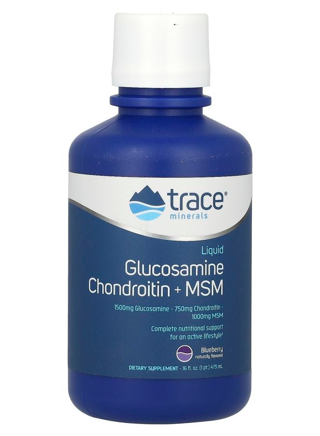 Trace Minerals Liquid Glucosamine Chondroitin + MSM Blueberry 16 fl oz (473 ml)