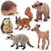 Gemini&Genius GeminiGenius Woodland Animal Toys 6Pcs Forest Animal Toy Figures with Bear Hedgehog Deer Raccoon Squirrel and Owl North American Wildlife Great Cake Toppers for Baby Shower and Gifts for Kids - Image 2