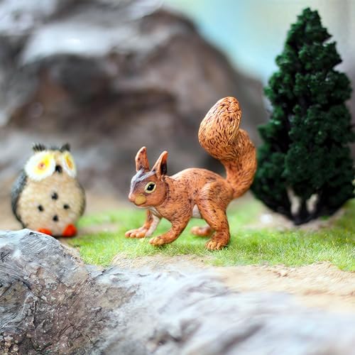 Gemini&Genius GeminiGenius Woodland Animal Toys 6Pcs Forest Animal Toy Figures with Bear Hedgehog Deer Raccoon Squirrel and Owl North American Wildlife Great Cake Toppers for Baby Shower and Gifts for Kids - Image 5