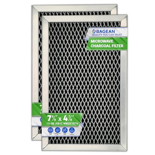 Bagean Microwave Filter Replacement 7.68" x 4.85" JX81C WB02X10776 GE Microwave Charcoal Filter - Also Fits LG Kenmore Carbon Filter - Freshens and Filters Kitchen Air in Over the Range Oven Vent Fan 2-Pack - Image 1