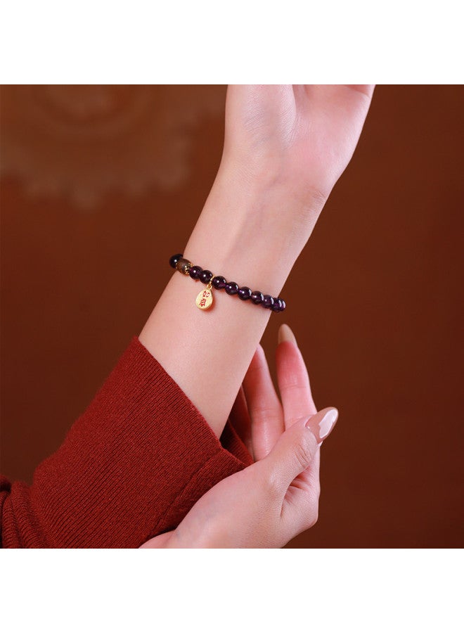 Amethyst Dreamy Purple Charm Auspicious Bracelet For Women, Festival Auspicious Gift, Hetian Jade And Agarwood Bead Bracelet - Image 5