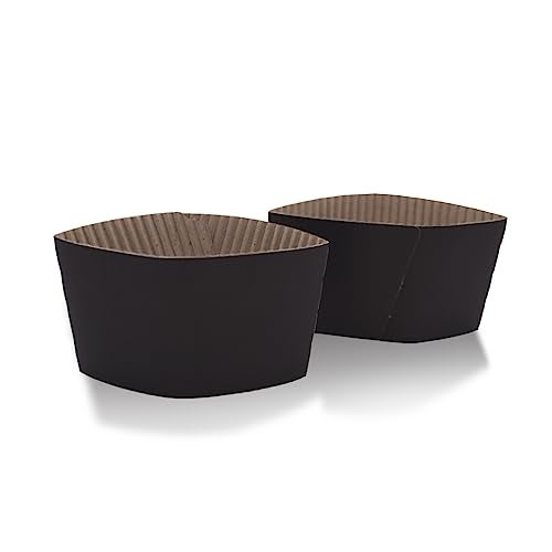 EchoDone 8 oz Disposable Coffee Cup Sleeves for Hot Drinks Paper Corrugated Cup Jackets 200 Count Color Black (Without Cups) - Image 3