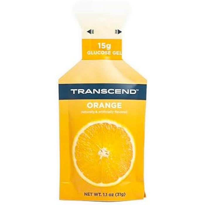 Transcend Foods Orange Gel (1.1 oz, Pack of 10) Fast-Acting Carb Gel Orange Flavor – Caffeine Free, Gluten Free - Image 1