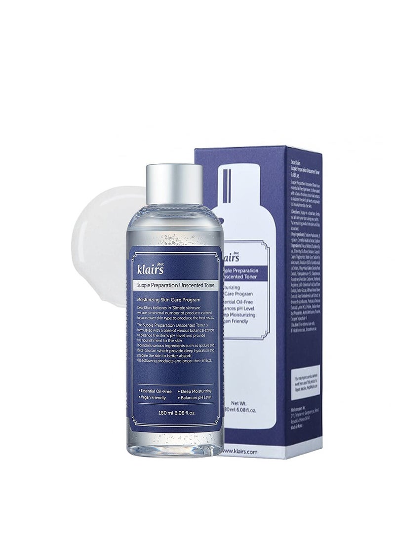 DearKlairs [KLAIRS] Supple Preparation Unscented Toner 6.08 fl oz, Lightweight, Essential Oil-Free, Alcohol Free, Packaging Changed  - Image 1