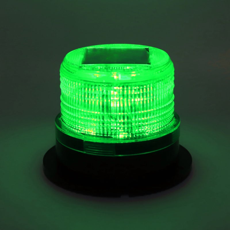 Solar Strobe Warning Safety Flashing Light Waterproof LED Emergency Warning Light with Strong Magnetic Base for Snow Removal Car Forklift Truck Green - Image 3