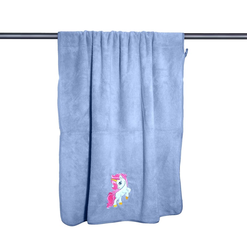 MAXOSHINE Microfiber Kids Bath Towels Quick Dry Super Absorbent Super Soft Bath Towel for Babies Toddler-Baby Towel for Boys and Girls (Blue (Unicorn Design), Pack of 1) - Image 3