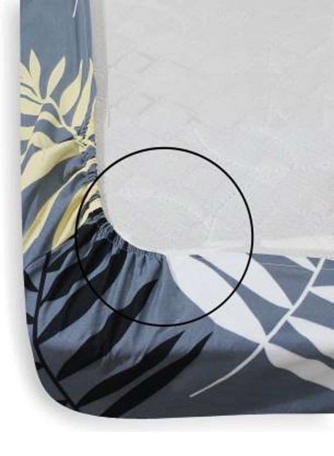 Avinya Cotton Feel Glace Cotton Elastic Fitted Printed Queen Size Double Bed Bedsheet with 2 Pillow Cover(72"x72" Gray) - Image 3